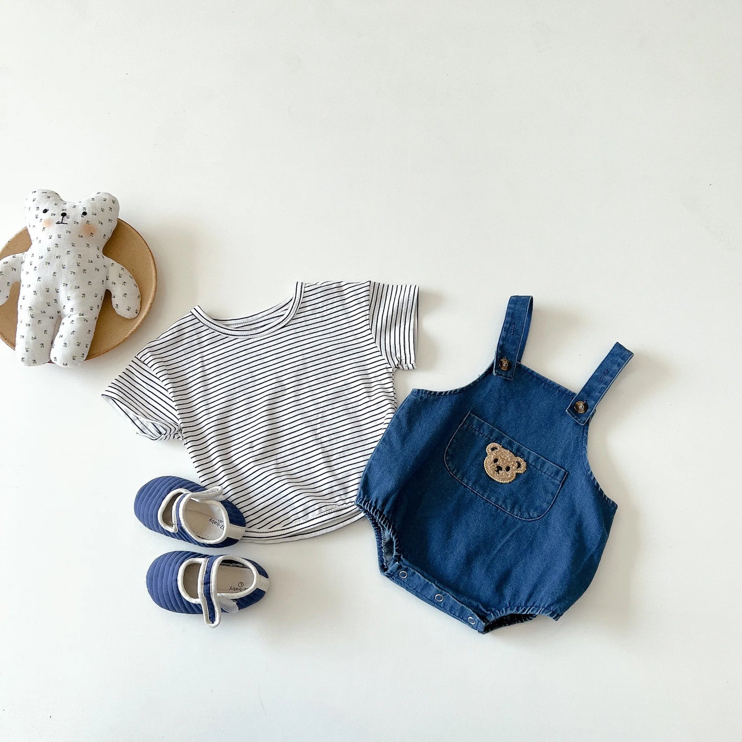 T Shirt and Denim Jumpsuit Set