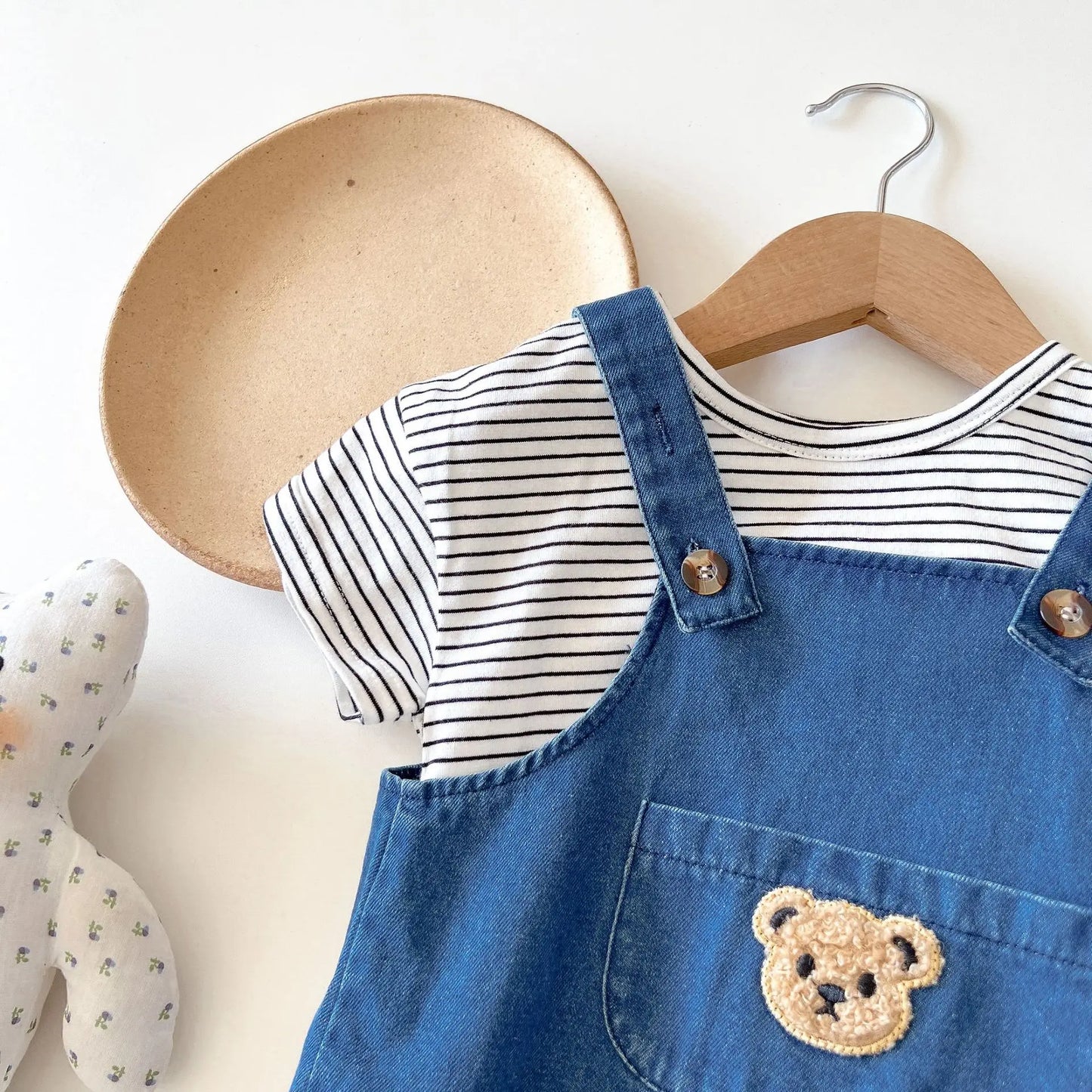 T Shirt and Denim Jumpsuit Set