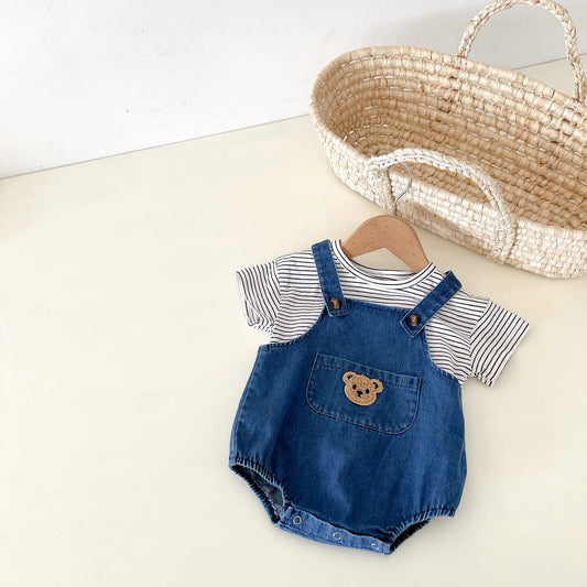 T Shirt and Denim Jumpsuit Set